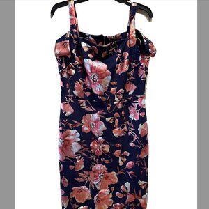 NEW Thalia Sodi Sz 10 Stretch Baja Blue Metalic Print Floral Off Shoulder Straps